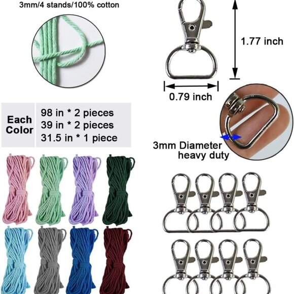 Adult DIY Craft Keychain Making Kit Boho Macrame Keychain Kit Includes Key Rings - Picture 6 of 6